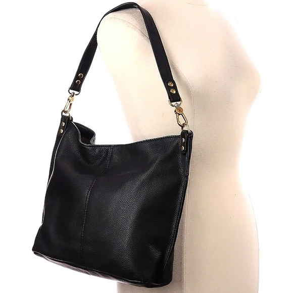 Small HOBO Convertible Pebbled Leather Purse With Wanderlust Lining Hobo Stroll Convertible Bag– On The EDGE main image 3